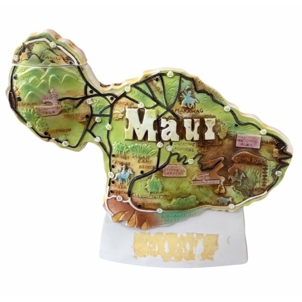 Vtg 70s Okolehao Hawaiian Distillery Maui Island Decanter Porcelain Empty